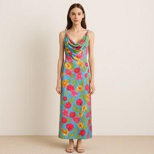 Milly Floral Maxi Dress with Vibrant Floral Colors Size Small